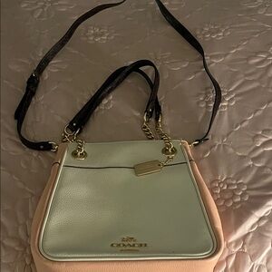 Coach Leather Shoulder Bag - Light Pink and Cream